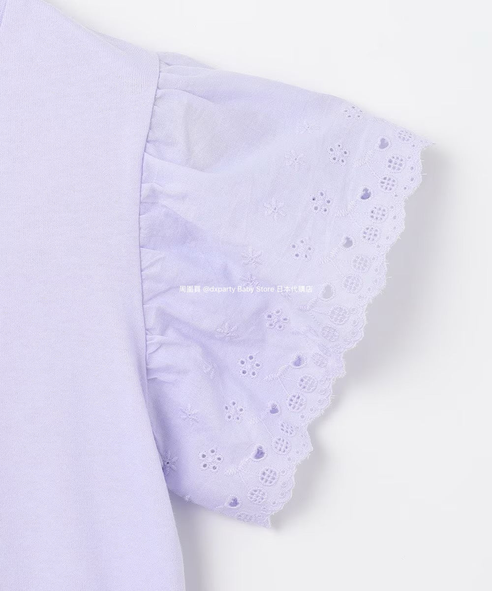 Japanese children's clothing aF#a325 lace sleeve cake print short-sleeved top 90-160cm girls summer TOPS 