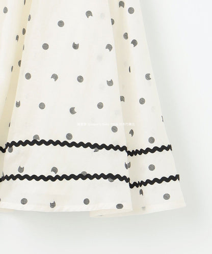 Japanese children's clothing aF#a325 cat x polka dot skirt 110-160cm girls summer SKIRTS 