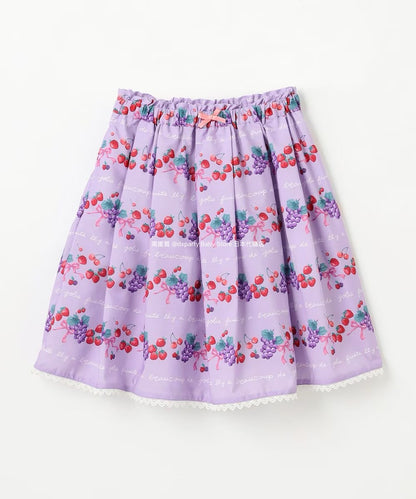 Japanese children's clothing aF#a325 printed fruit skirt 100-150cm girls summer SKIRTS 