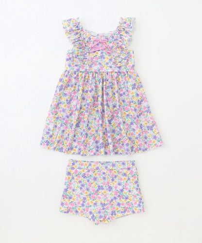 Japanese children's clothing aF#a325 UV protection floral swimsuit two-piece set 100-140cm girls summer play swimsuit special edition 