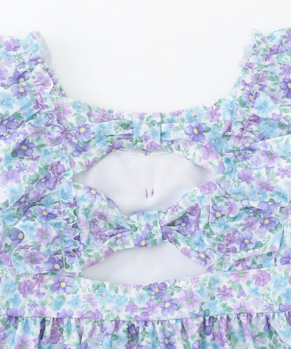 Japanese children's clothing aF#a325 UV protection floral swimsuit two-piece set 100-140cm girls summer play swimsuit special edition 