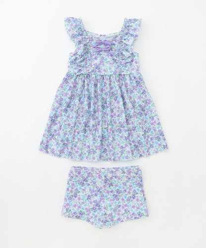 Japanese children's clothing aF#a325 UV protection floral swimsuit two-piece set 100-140cm girls summer play swimsuit special edition 