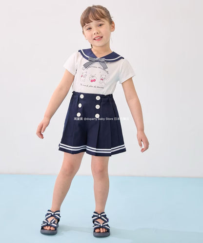 Japanese children's clothing aF#a325 Sailor style shorts 110-160cm Girls summer PANTS 