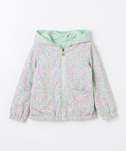 Japanese children's clothing aF#a325 2Way waterproof series double-sided two-wear cute floral lined hooded jacket 100-160cm girls summer outerwear 
