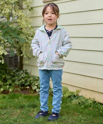 Japanese children's clothing aF#a325 2Way waterproof series double-sided two-wear cute floral lined hooded jacket 100-160cm girls summer outerwear 