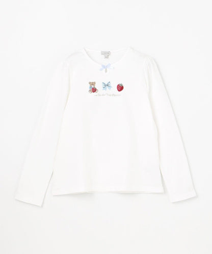 Japanese children's clothing aF#a325 cute embroidery pattern top 110-160cm girls summer TOPS 