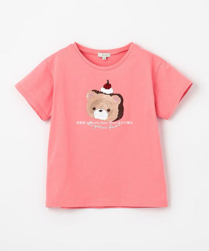 Japanese children's clothing aF#a325 sequined short-sleeved top 100-150cm girls summer TOPS 