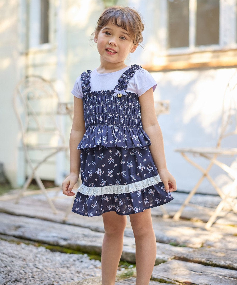 Japanese children's clothing aF#a325 floral two-piece suit 110-160cm girls summer TOPS 