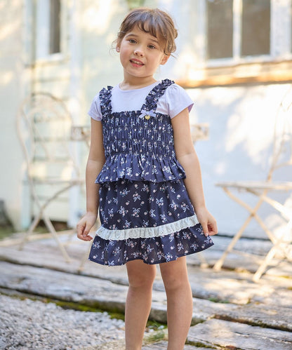 Japanese children's clothing aF#a325 floral two-piece suit 110-160cm girls summer TOPS 
