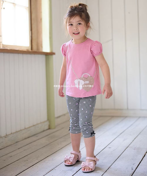 日本童裝 aF#a325 印花短袖上衣 90-160cm 女童款 夏季 TOPS