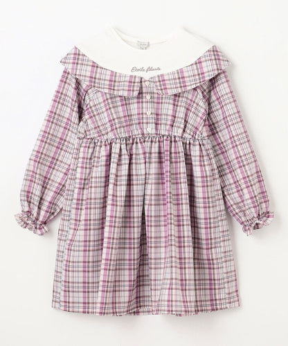 日本童裝 aF#a325 格仔拼接連身裙 110-150cm 女童款 夏季 DRESSES