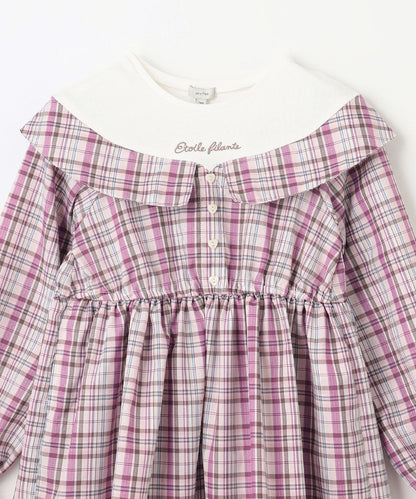 日本童裝 aF#a325 格仔拼接連身裙 110-150cm 女童款 夏季 DRESSES