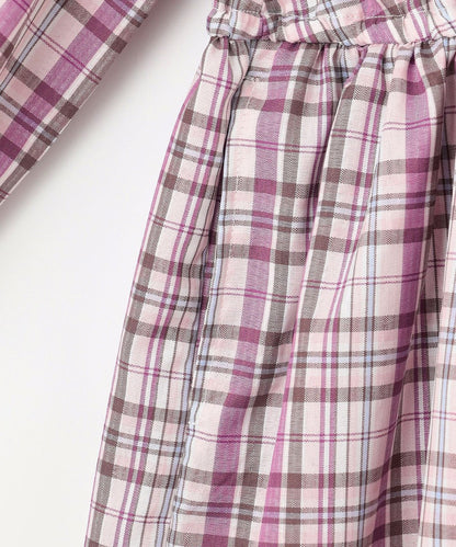日本童裝 aF#a325 格仔拼接連身裙 110-150cm 女童款 夏季 DRESSES