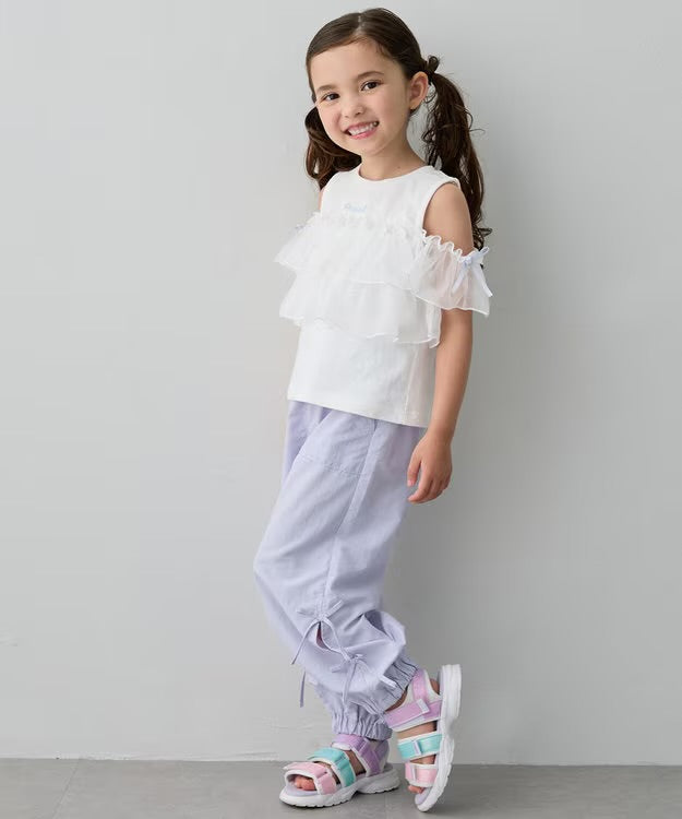 日本童裝 aF#a325 吸水速乾 蝴蝶結工裝長褲 110-160cm 女童款 夏季 PANTS