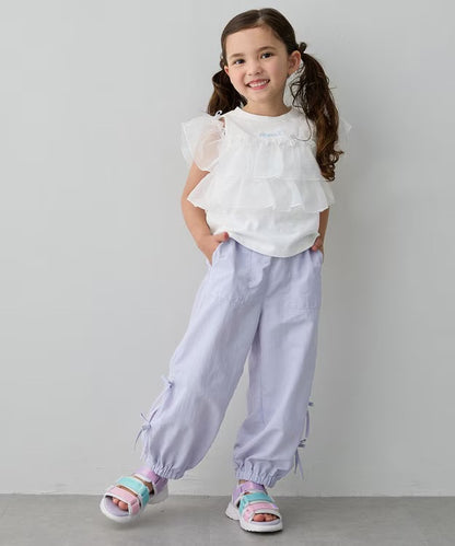日本童裝 aF#a325 吸水速乾 蝴蝶結工裝長褲 110-160cm 女童款 夏季 PANTS
