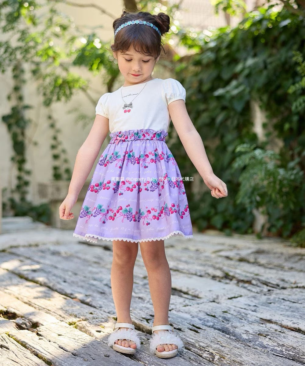 Japanese children's clothing aF#a325 necklace pattern short-sleeved top 90-160cm girls summer TOPS 