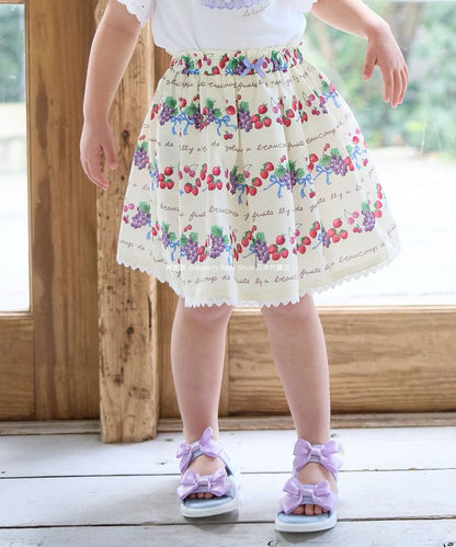 Japanese children's clothing aF#a325 printed fruit skirt 100-150cm girls summer SKIRTS 