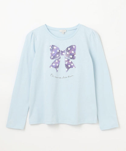 Japanese children's clothing aF#a325 double-sided sequined print top 100-140cm girls summer TOPS 