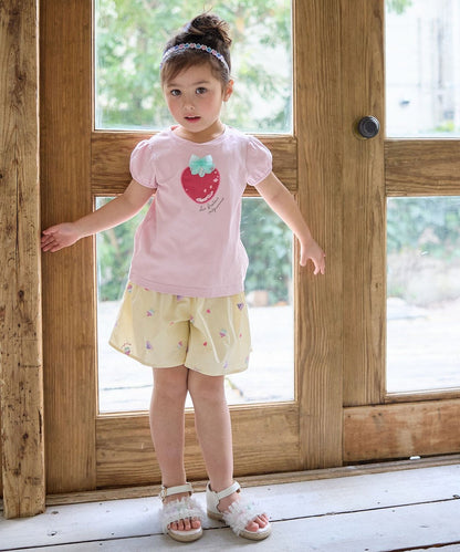Japanese children's clothing aF#a325 cute embroidered culottes 100-150cm girls summer PANTS 