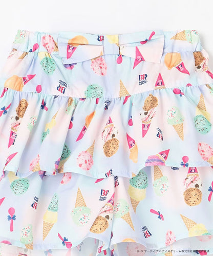Japanese children's clothing aF#a325 x Baskin-Robbins layered ice cream culottes 100-140cm girls summer PANTS 