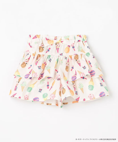 Japanese children's clothing aF#a325 x Baskin-Robbins layered ice cream culottes 100-140cm girls summer PANTS 