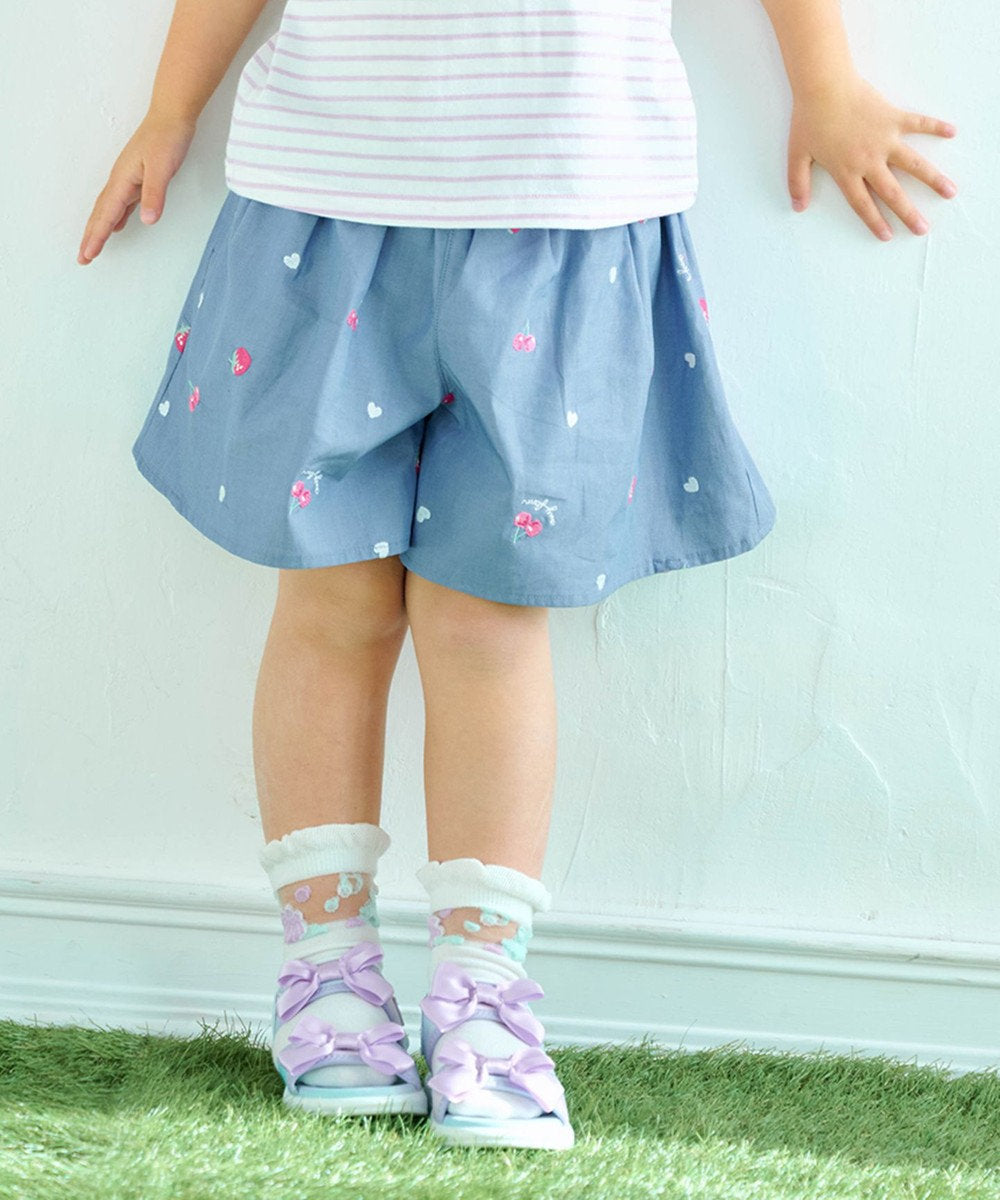 Japanese children's clothing aF#a325 cute embroidered culottes 100-150cm girls summer PANTS 