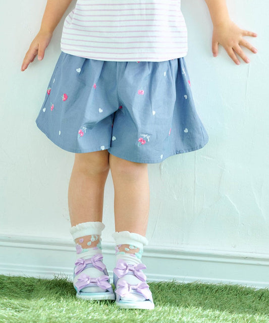 Japanese children's clothing aF#a325 cute embroidered culottes 100-150cm girls summer PANTS 