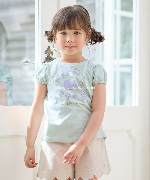日本童裝 aF#a325 印花短袖上衣 90-160cm 女童款 夏季 TOPS