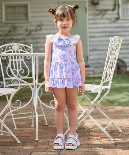 Japanese children's clothing aF#a325 UV protection lace pattern one-piece swimsuit 100-140cm girls summer play swimsuit special edition 