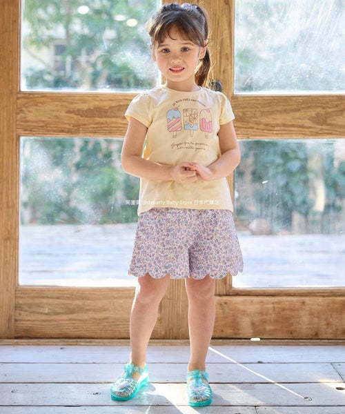 日本童裝 aF#a325 印花短袖上衣 90-160cm 女童款 夏季 TOPS