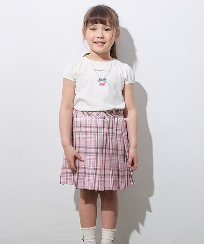 Japanese children's clothing aF#a325 necklace pattern short-sleeved top 90-160cm girls summer TOPS 