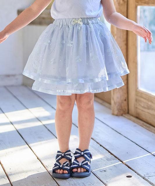 Japanese children's clothing aF#a325 bow tulle short skirt 110-150cm girls summer dresses 