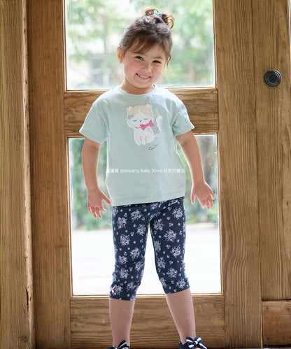 Japanese children's clothing aF#a325 sequined short-sleeved top 100-150cm girls summer TOPS 