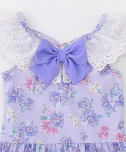 Japanese children's clothing aF#a325 UV protection lace pattern one-piece swimsuit 100-140cm girls summer play swimsuit special edition 