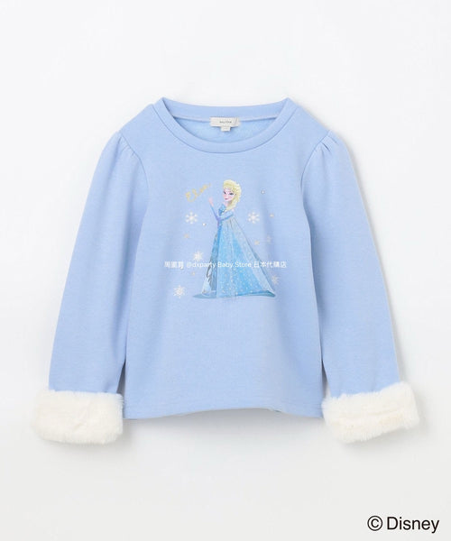 日本童裝 aF#a325 x FROZEN 毛毛雪袖上衣 90-140cm 女童款 冬季 TOPS