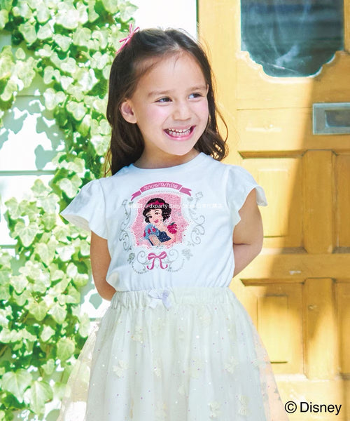 日本童裝 aF#a325 x Disney 公主珠片上衣 100-140cm 女童款 夏季 TOPS