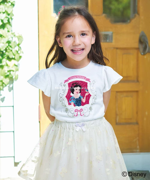 日本童裝 aF#a325 x Disney 公主珠片上衣 100-140cm 女童款 夏季 TOPS
