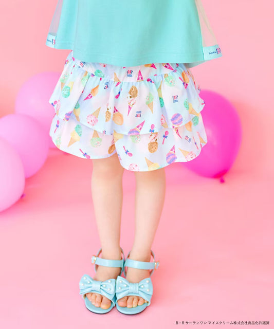 Japanese children's clothing aF#a325 x Baskin-Robbins layered ice cream culottes 100-140cm girls summer PANTS 