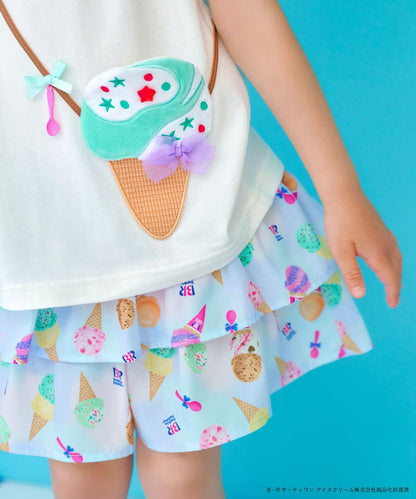 Japanese children's clothing aF#a325 x Baskin-Robbins layered ice cream culottes 100-140cm girls summer PANTS 