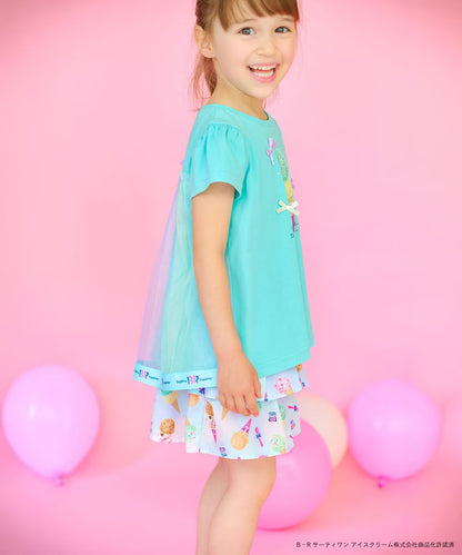 Japanese children's clothing aF#a325 x Baskin-Robbins layered ice cream culottes 100-140cm girls summer PANTS 