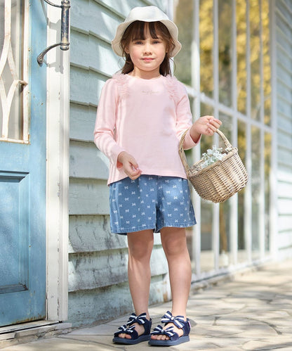 日本童裝 aF#a325 牛仔褶皺短褲 110-160cm 女童款 夏季 PANTS