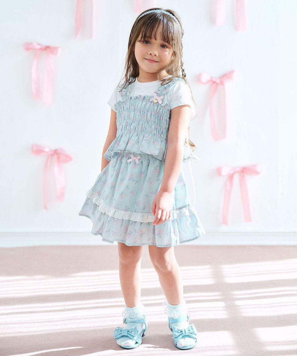 Japanese children's clothing aF#a325 floral two-piece suit 110-160cm girls summer TOPS 