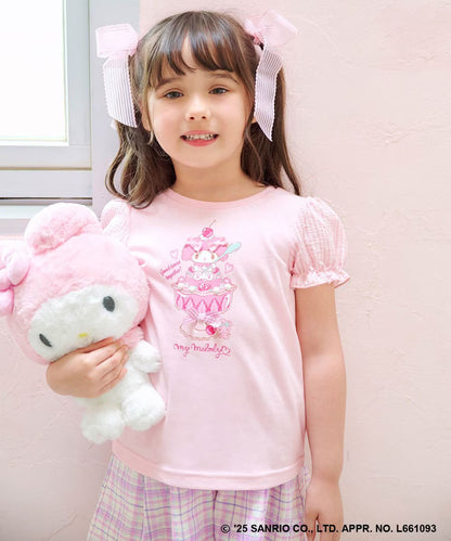 Japanese children's clothing aF#a325 x Sanrio cute palace sleeve top 90-150cm girls summer TOPS 