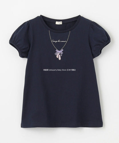 Japanese children's clothing aF#a325 necklace pattern short-sleeved top 90-160cm girls summer TOPS 