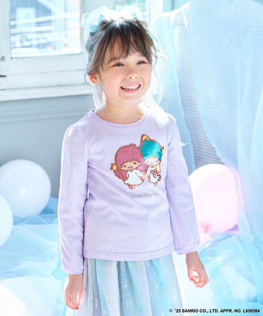 Japanese children's clothing aF#a325 Little Twin Stars 2Way sequined long-sleeved top 100-140cm girls summer TOPS 