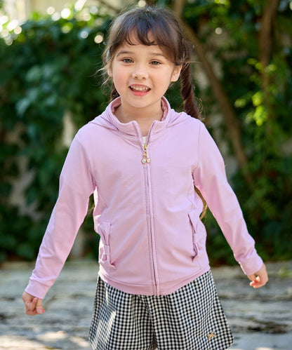 日本童裝 aF#a325 防UV 鑽石車厘子拉練連帽外套 110-160cm 女童款 夏季 OUTERWEAR