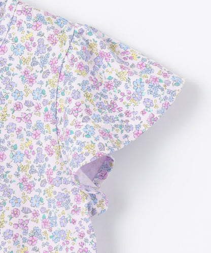 Japanese children's clothing aF#a325 floral short top 90-140cm girls summer TOPS 