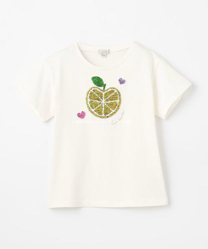 Japanese children's clothing aF#a325 sequined short-sleeved top 100-150cm girls summer TOPS 