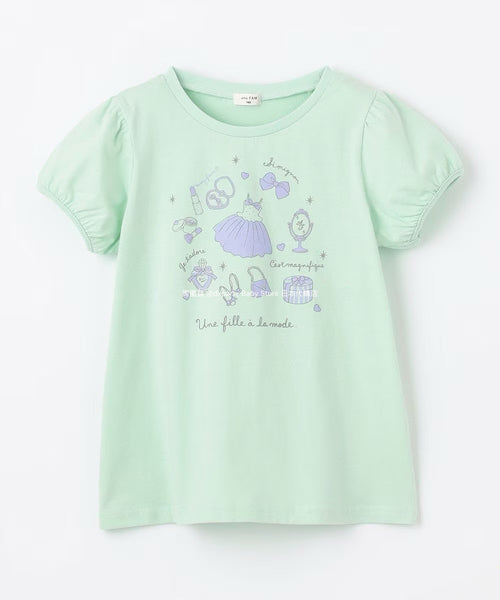 日本童裝 aF#a325 印花短袖上衣 90-160cm 女童款 夏季 TOPS