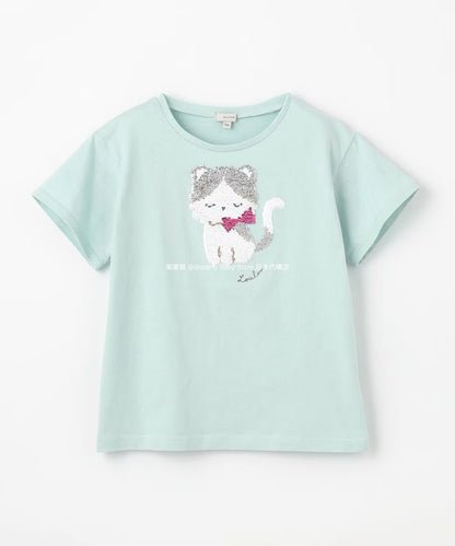Japanese children's clothing aF#a325 sequined short-sleeved top 100-150cm girls summer TOPS 